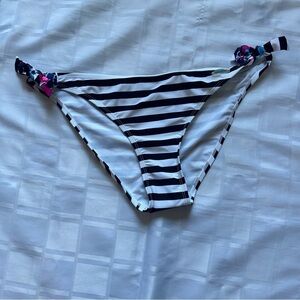 Firefly Black & White Striped Bikini Bottoms with Colour Pop Tied Sides